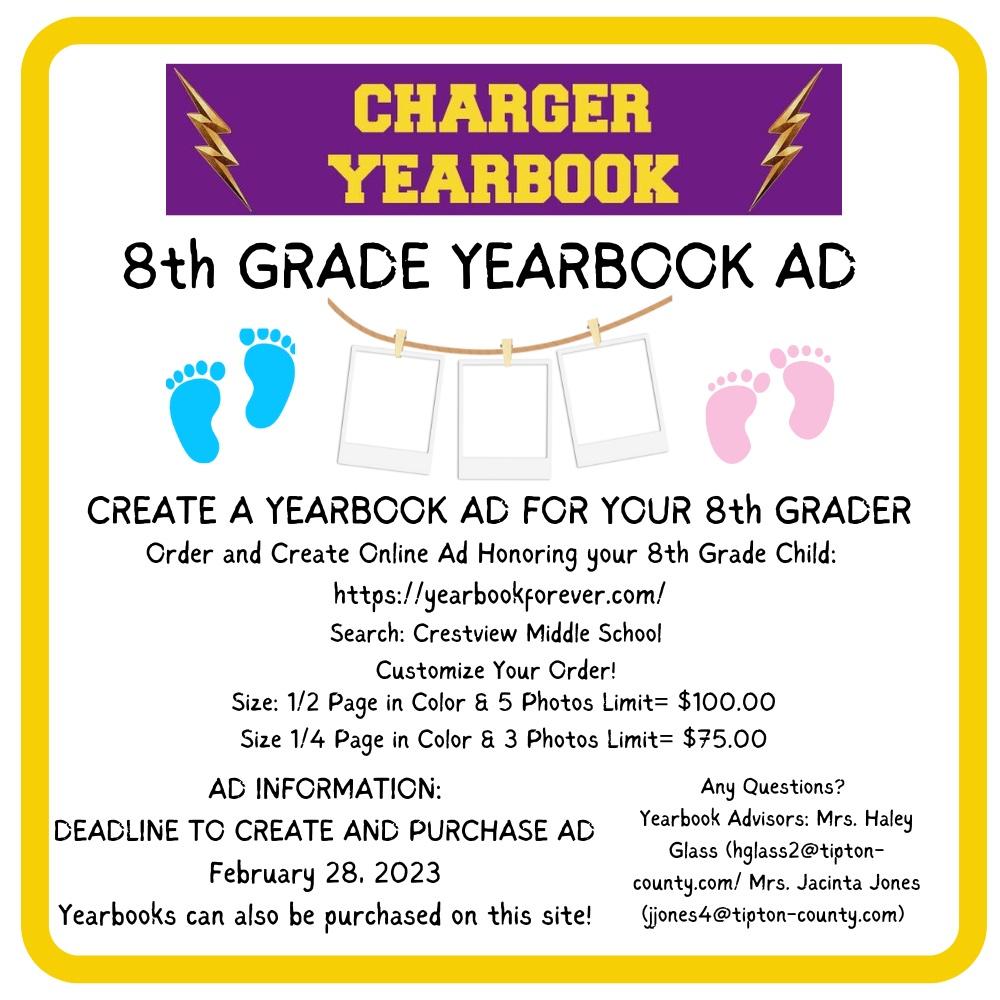 8th GRADE YEARBOOK ADS FOR SALE