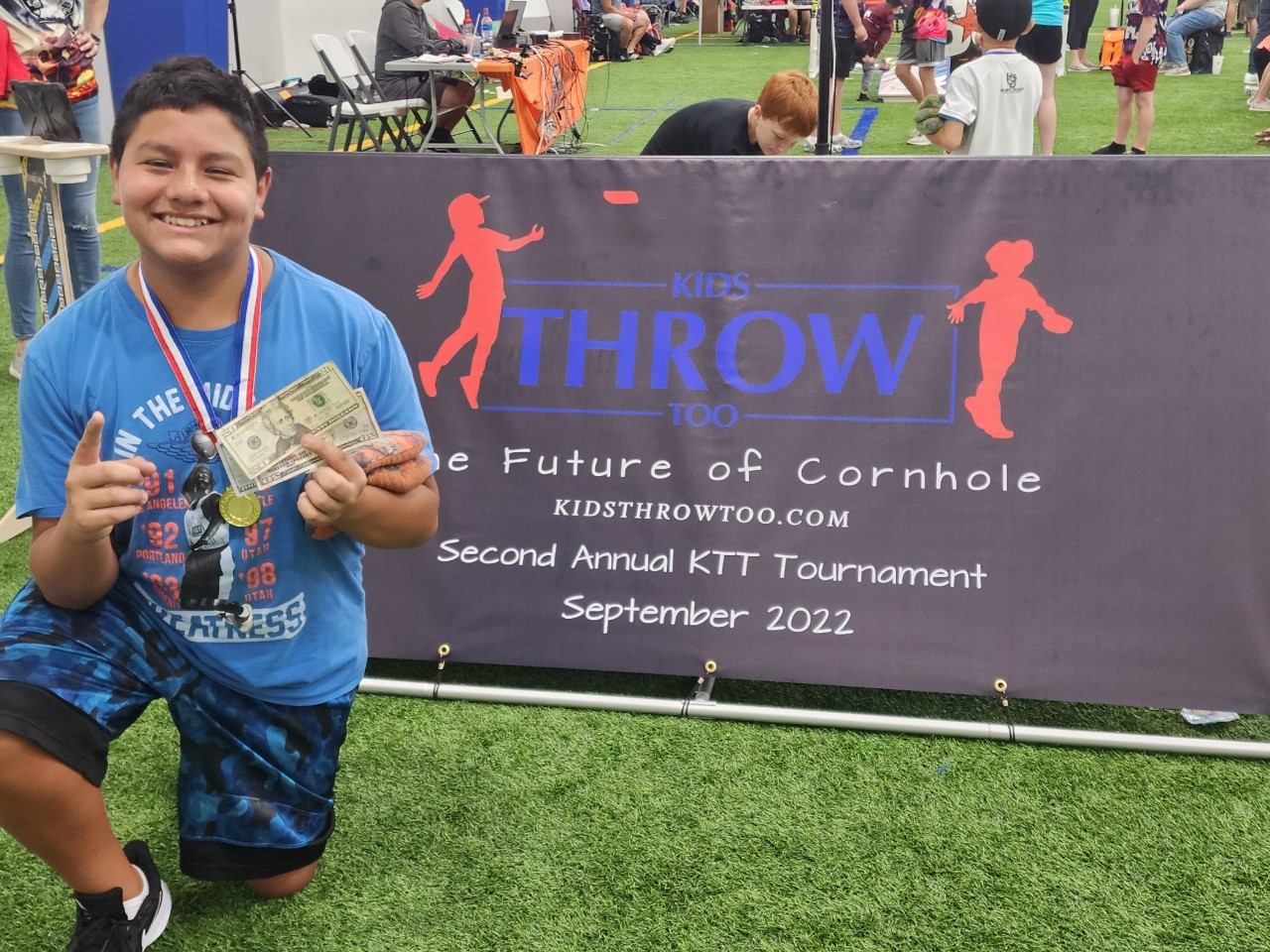 I wanted to share that 8th grader Joel Gonzalez attended the Kids Throw Too cornhole tournament in St. Louis, MO over the weekend,  along with the Brighton High School Cornhole club. He met and played with several professional players. He placed 1st in Intermediate Singles and 3rd in Intermediate Doubles. This tournament had kids from all over the US and it was an amazing accomplishment.  Thanks for your time, Tiffany Blevins